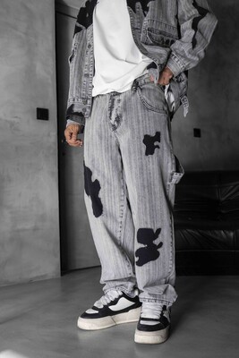 Loose Fit Gray Jeans 17095 - Thumbnail (2)