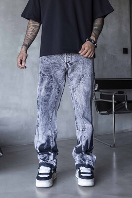 Black Island - Loose Fit Gray Jeans 17263