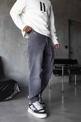 Loose Fit Gray Jeans 17294-1 - Thumbnail (2)
