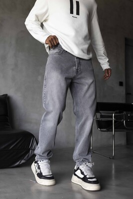 Loose Fit Gray Jeans 17294 - Thumbnail (3)