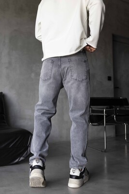 Loose Fit Gray Jeans 17294 - Thumbnail (2)