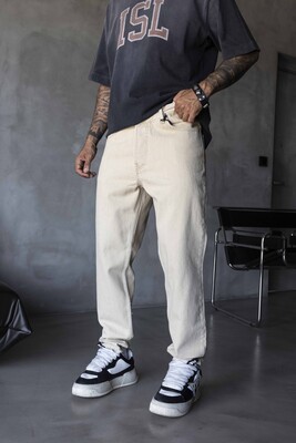 Black Island - Loose Fit Washed Beige Jeans 17198 (1)