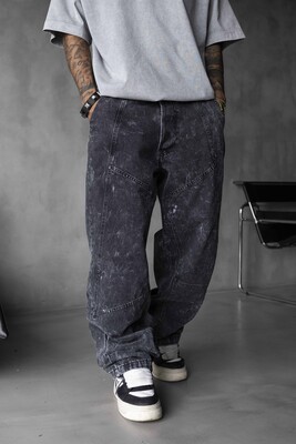 Loose Fit Washed Black Jeans 17108 - Thumbnail (2)