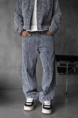 Black Island - Loose Fit Washed Blue Jeans 17114