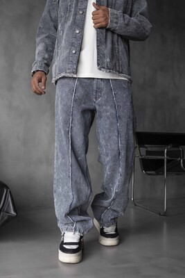 Loose Fit Washed Blue Jeans 17114 - Thumbnail (2)