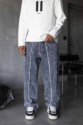 Black Island - Loose Fit Washed Blue Jeans 17114