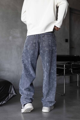 Loose Fit Washed Blue Jeans 17114 - Thumbnail (2)