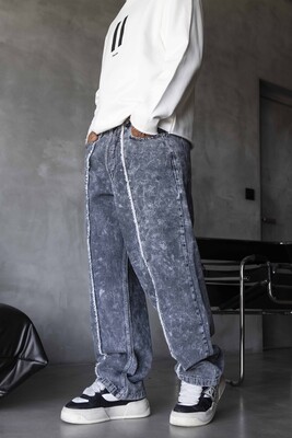 Loose Fit Washed Blue Jeans 17114 - Thumbnail (3)