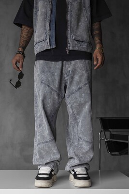 Black Island - Loose Fit Washed Blue Jeans 17119