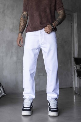 Black Island - Loose Fit Washed White Jeans 17201