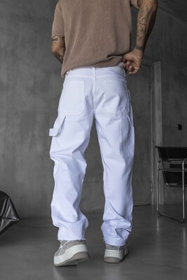 Loose Fit White Jeans 17216 - Thumbnail (3)