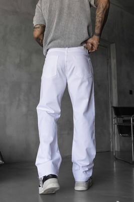 Loose Fit White Jeans 17217 - Thumbnail (3)