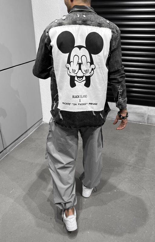 Black Island - Mickey Printed Denim Shirt Black 16375