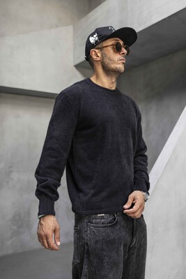 Minimal Knit Sweater Black 1007 - Thumbnail (2)