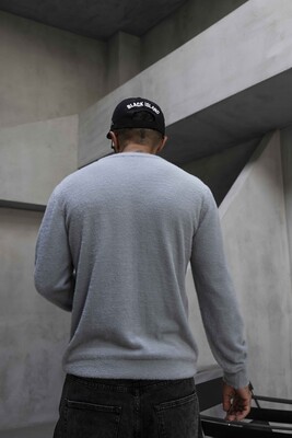 Minimal Knit Sweater Gray 1007 - Thumbnail (3)