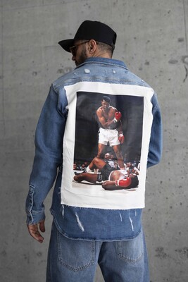 MUHAMMAD ALI PRINTED DENIM JACKET BLUE 16966 - Thumbnail (2)