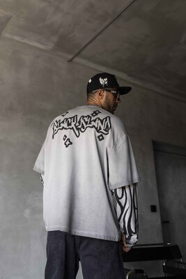 Black Island - Neon Flames Double Layers Gray Sweatshirt 1914 (1)