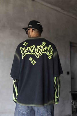 Neon Flames Double Layers Green Sweatshirt 1914 - Thumbnail (3)