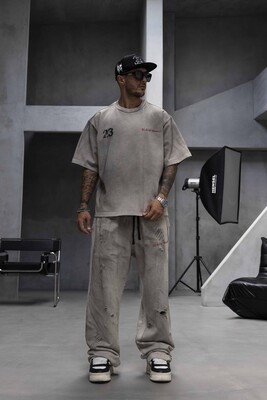 Black Island - Oversize Printed Gray T-shirt 1945