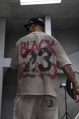 Black Island - Oversize Printed Gray T-shirt 1945 (1)