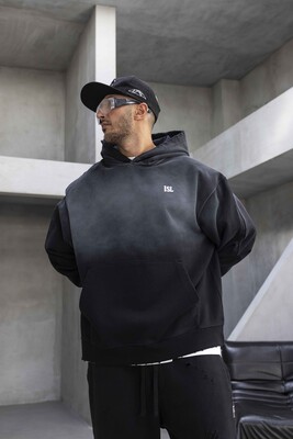 Oversize Printed Hoodie Black 1923 - Thumbnail (2)
