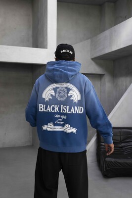 Oversize Printed Hoodie Blue 1923 - Thumbnail (3)