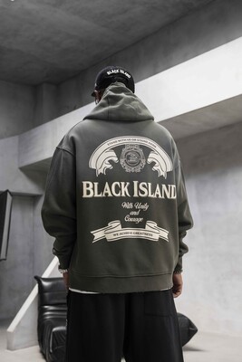 Oversize Printed Hoodie Khaki 1923 - Thumbnail (3)