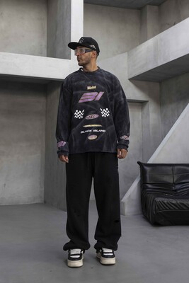 Black Island - Oversize Printed Sweatshirt Black 1938