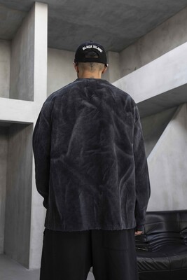 Oversize Printed Sweatshirt Black 1938 - Thumbnail (3)