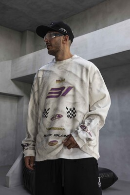 Oversize Printed Sweatshirt White 1938 - Thumbnail (2)