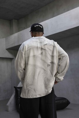 Oversize Printed Sweatshirt White 1938 - Thumbnail (3)