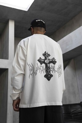 Black Island - Oversize Printed Sweatshirt White 1954 (1)