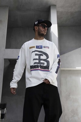 Oversize Printed Sweatshirt White 1957 - Thumbnail (2)