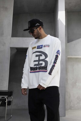 Oversize Printed Sweatshirt White 1957 - Thumbnail (3)