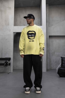 Black Island - Oversize Printed Sweatshirt Yellow 1939