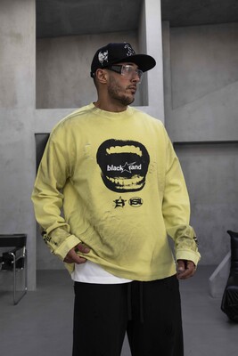 Oversize Printed Sweatshirt Yellow 1939 - Thumbnail (2)