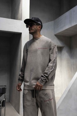 Oversize Printed Sweatshirts Gray 1943 - Thumbnail (2)
