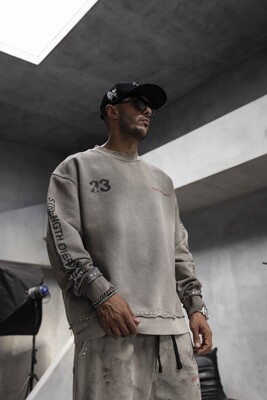 Oversize Printed Sweatshirts Gray 1943 - Thumbnail (3)