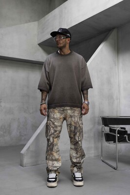 Black Island - Oversized Minimal Knit T-Shirt Beige 1004
