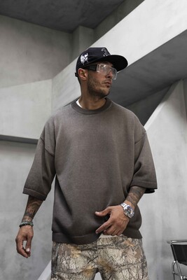 Black Island - Oversized Minimal Knit T-Shirt Beige 1004 (1)