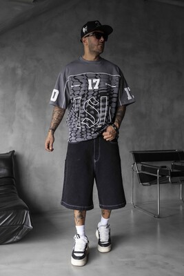 Oversized Snake Print Jersey Antra T-shirt 1872 - Thumbnail (3)