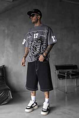 Oversized Snake Print Jersey Antra T-shirt 1872 - Thumbnail (2)