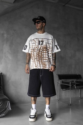 Black Island - Oversized Snake Print Jersey Brown T-shirt 1872