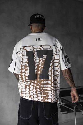 Black Island - Oversized Snake Print Jersey Brown T-shirt 1872 (1)