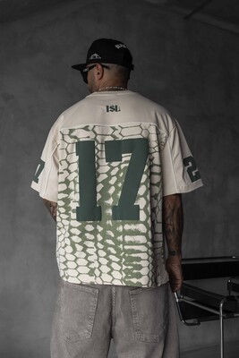 Black Island - Oversized Snake Print Jersey Green T-shirt 1872 (1)