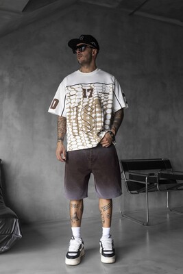 Black Island - Oversized Snake Print Jersey Light Brown T-shirt 1872