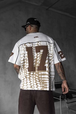 Black Island - Oversized Snake Print Jersey Light Brown T-shirt 1872 (1)