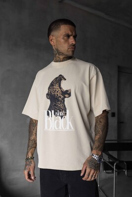 Black Island - PANTER PRINTED WASHED T-SHIRT BEIGE 1849 (1)