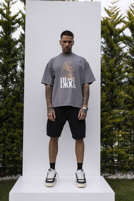 Black Island - PANTER PRINTED WASHED T-SHIRT GRAY 1850