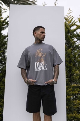 Black Island - PANTER PRINTED WASHED T-SHIRT GRAY 1850 (1)